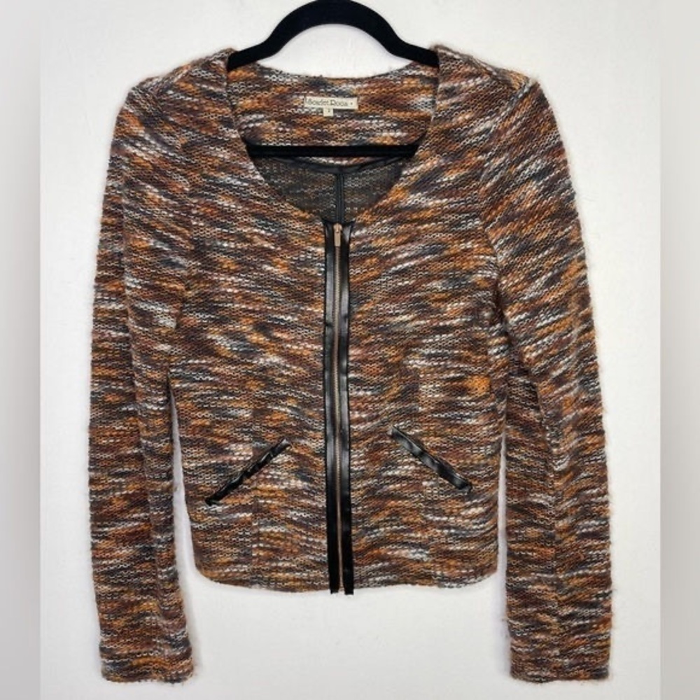Brown and Black Zip-Up Cardigan